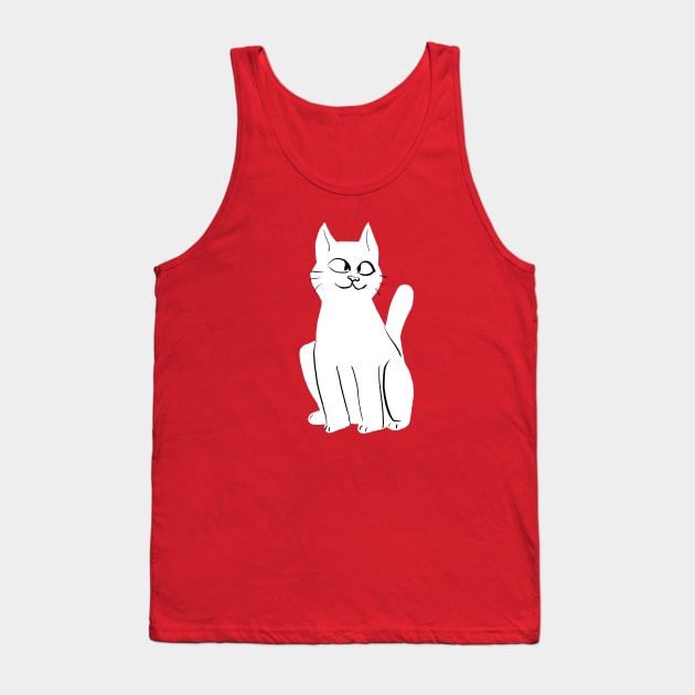 Cross Eyed Kitty Tank Top by pastelwhale